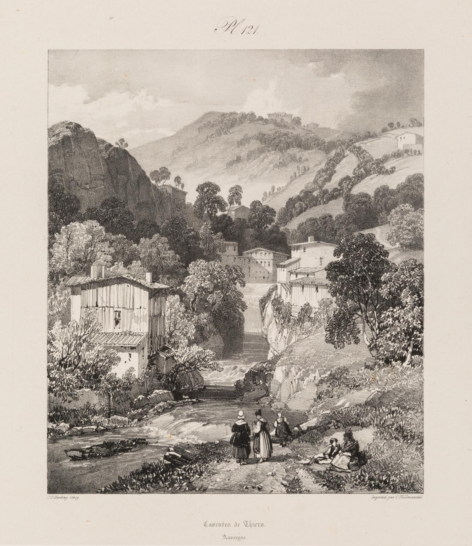 A Group of Six Works by Various Artists, , including Château de Larderole, 1832, Église de Saint-Nectaire, Ruines du Château de Bouzols