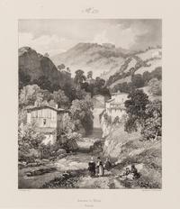 A Group of Six Works by Various Artists, , including Château de Larderole, 1832, Église de Saint-Nectaire, Ruines du Château de Bouzols