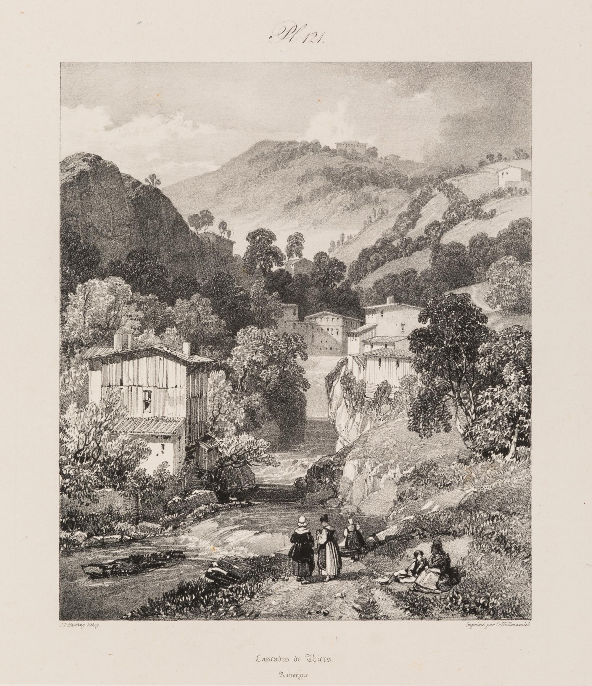 A Group of Six Works by Various Artists, , including Château de Larderole, 1832, Église de Saint-Nectaire, Ruines du Château de Bouzols