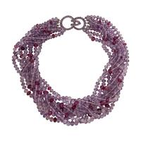 Mish, Amethyst, Tourmaline, and White Gold Bead Necklace