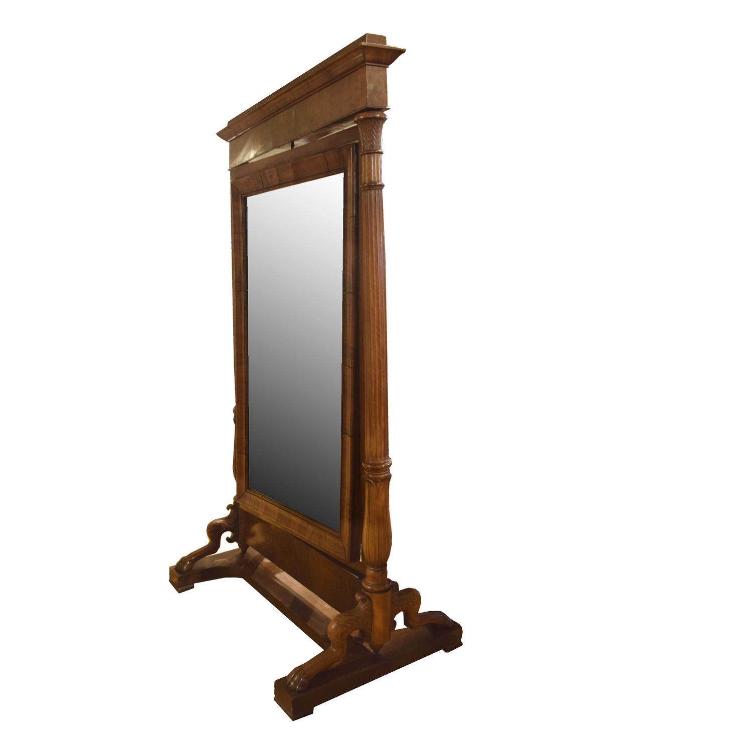 A Cheval Mirror with Paw Feet 45" W x 28" D x 76" H — Italy, 19th/20th Century