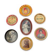 A Collection of Eight Tin Lithographed Advertising Tip Trays