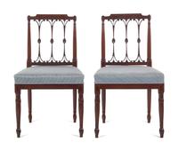 A Pair of Federal Inlaid Mahogany Side Chairs