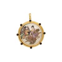 ELIZABETH LOCKE, YELLOW GOLD AND PORCELAIN GEISHA PENDANT
