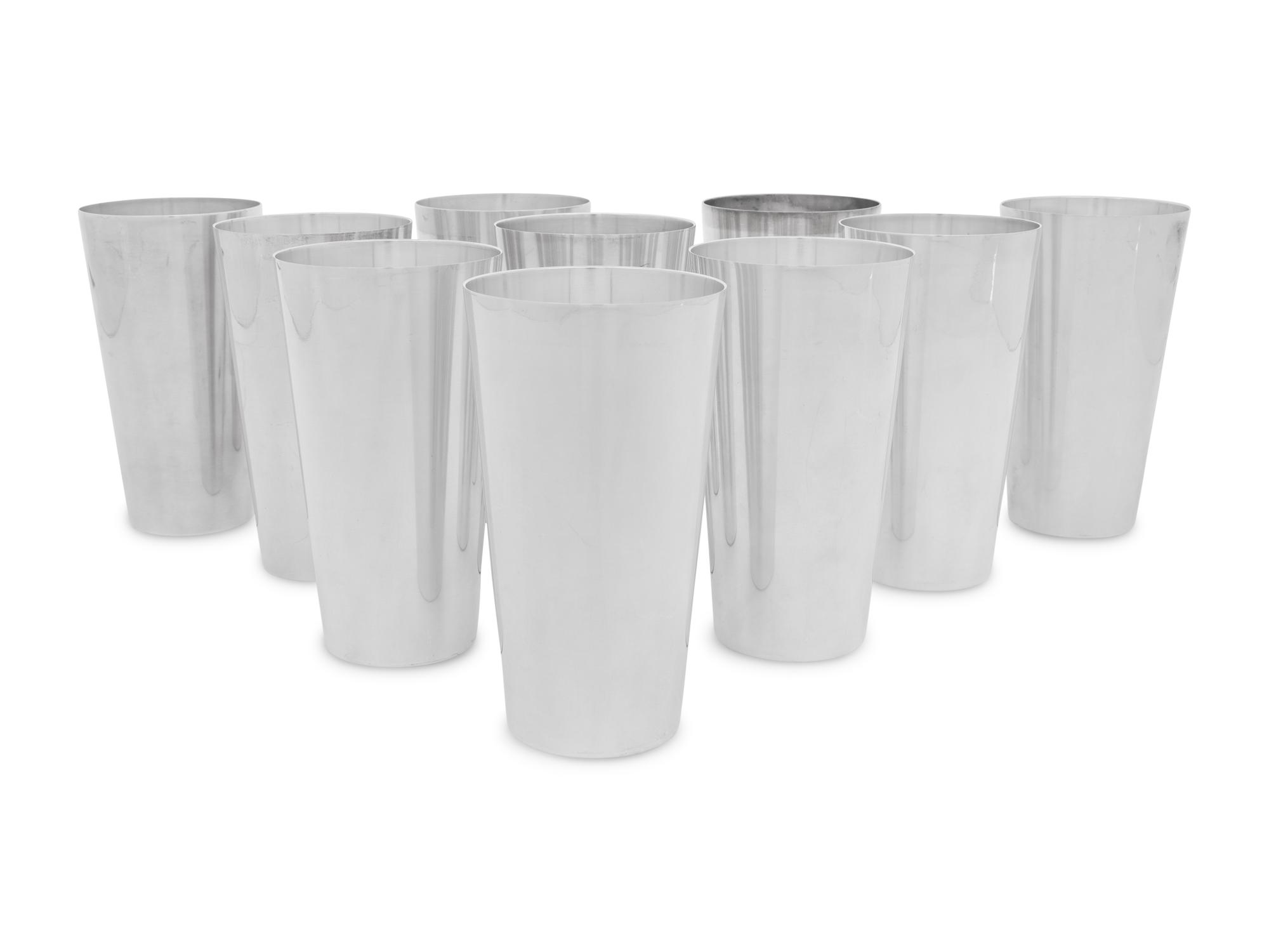 A Set of Ten Peruvian Silver Beakers