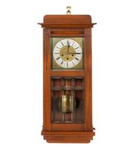 An Arts and Crafts Mahogany and Leaded Glass Wall Clock