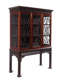A Chinese Chippendale Style Mahogany Vitrine Cabinet