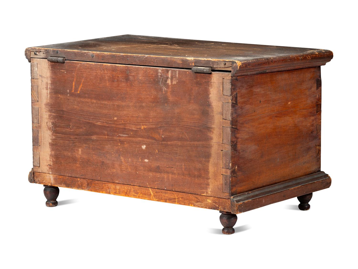 A Diminutive Country Stained Poplar Blanket Chest