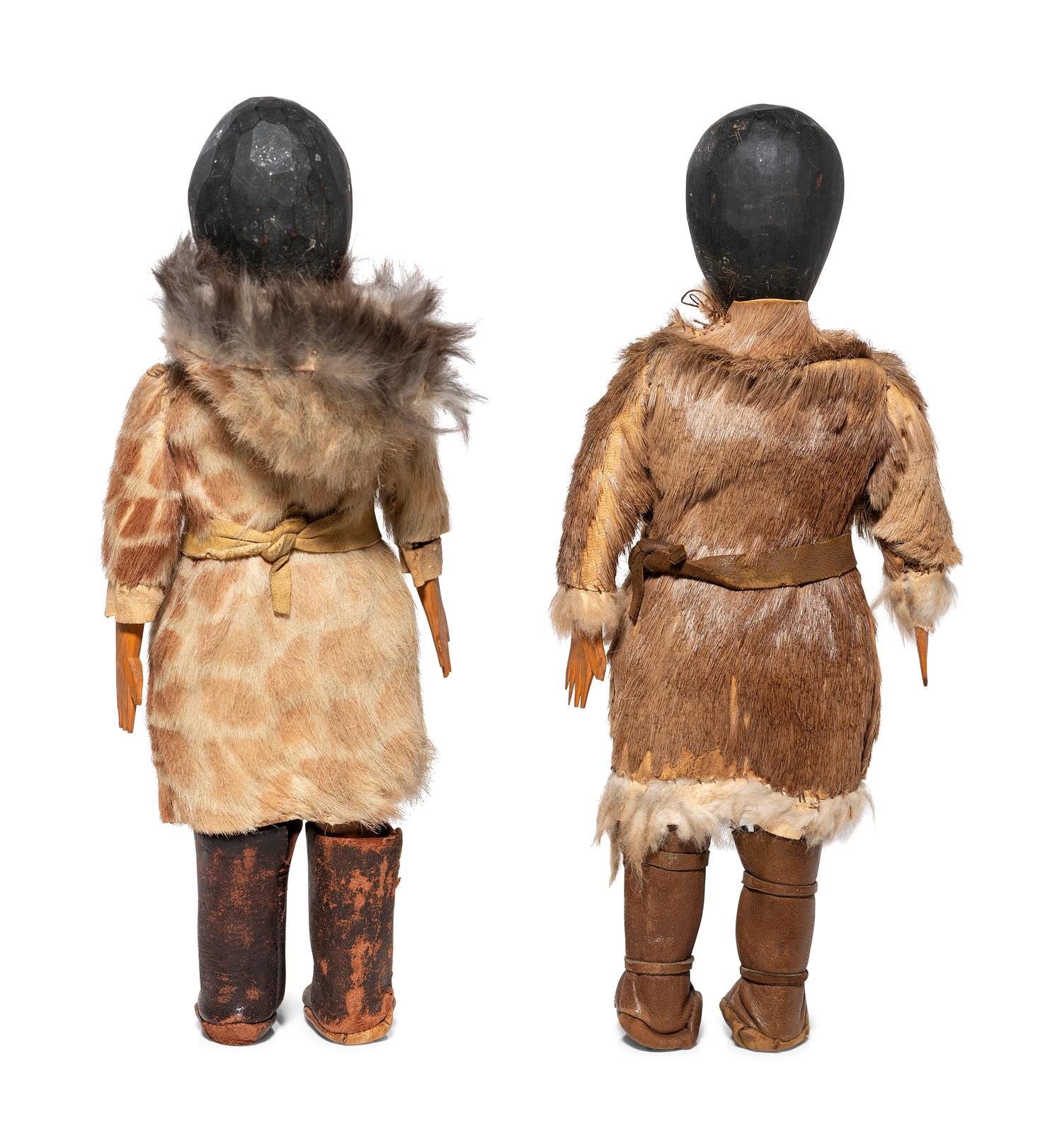 Pair of Haida Carved Wood Dolls