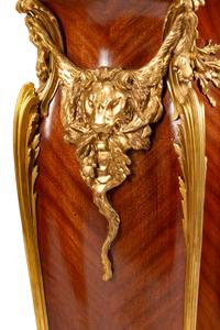 A Pair of Louis XV Style Gilt Bronze Mounted Mahogany Pedestals