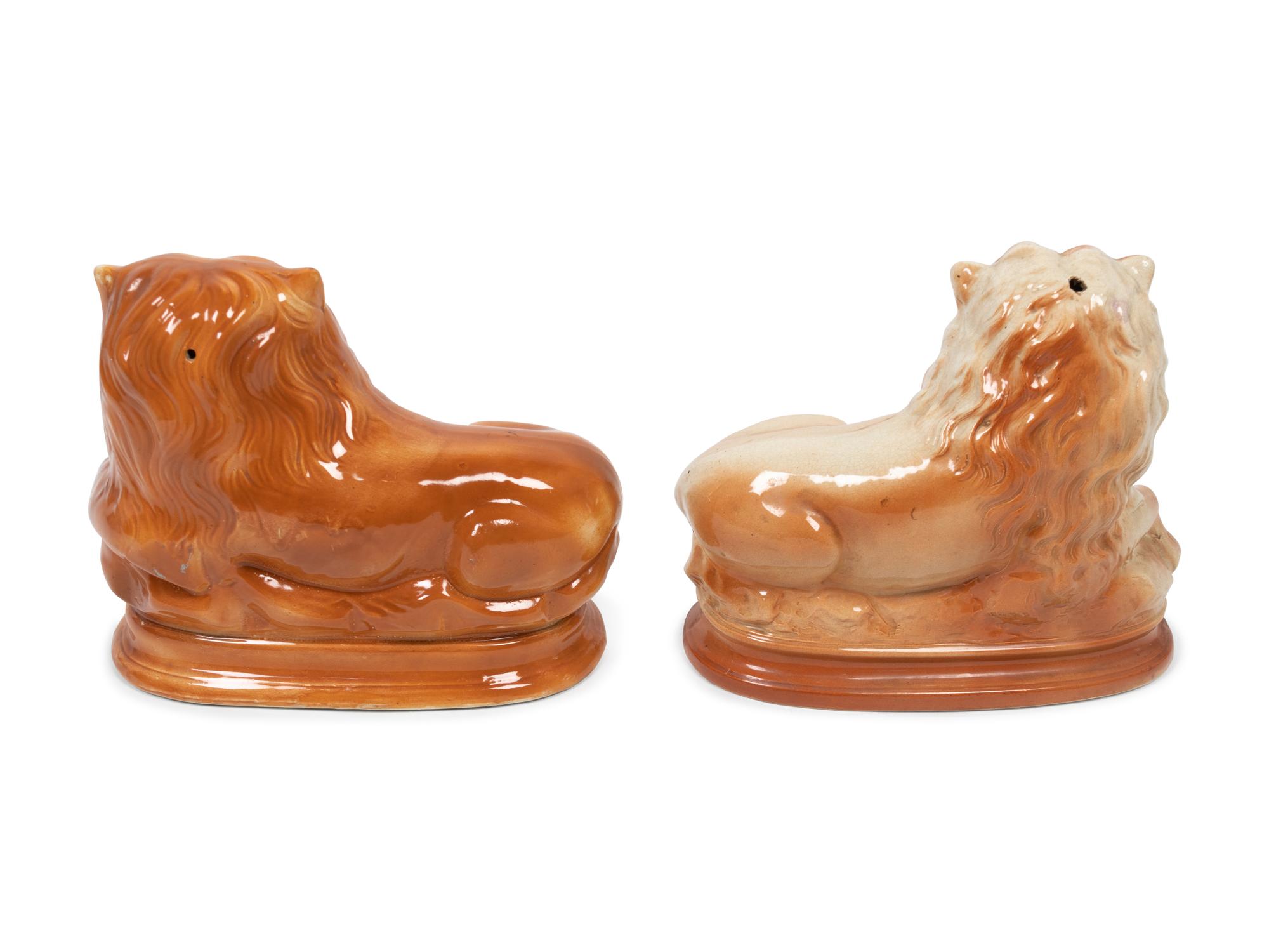 Two Pairs of Staffordshire Style Lions