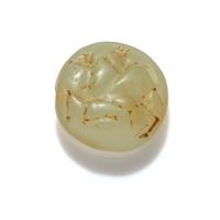 A Minoan Pale Green Steatite Lentoid with a Figure on Horseback