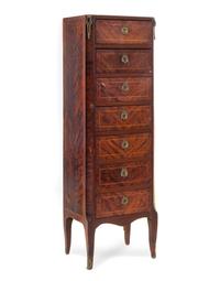 A Transitional Gilt Metal Mounted Mahogany Semainier