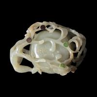 A Chinese Carved Pale Celadon Jade Floriform Coupe, Qing Dynasty or Earlier 清或更早 青白玉鏤雕梅花洗