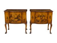 A Pair of Georgian Style Ochre Japanned Bedside Cabinets
