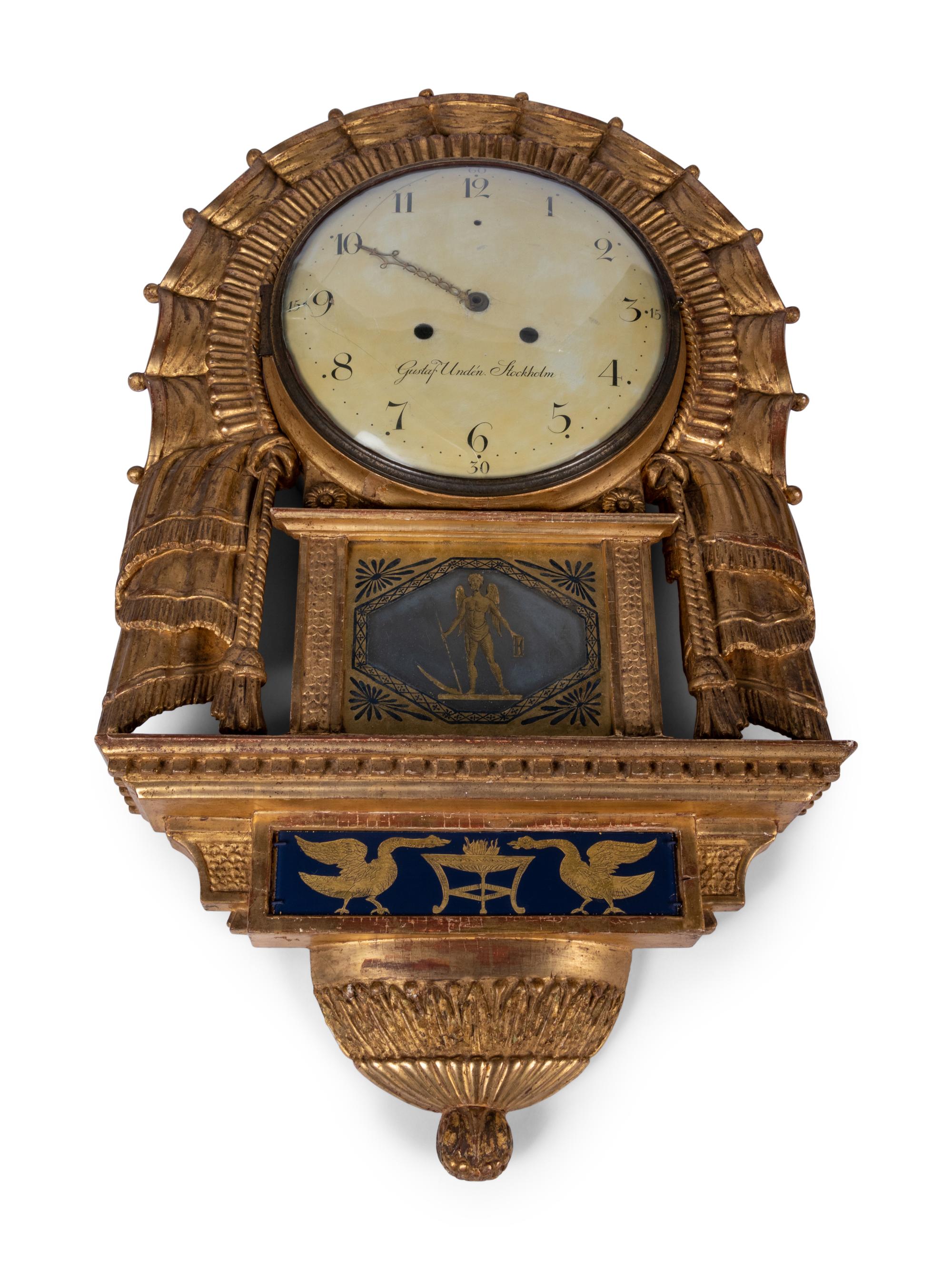 A Swedish Giltwood Wall Clock