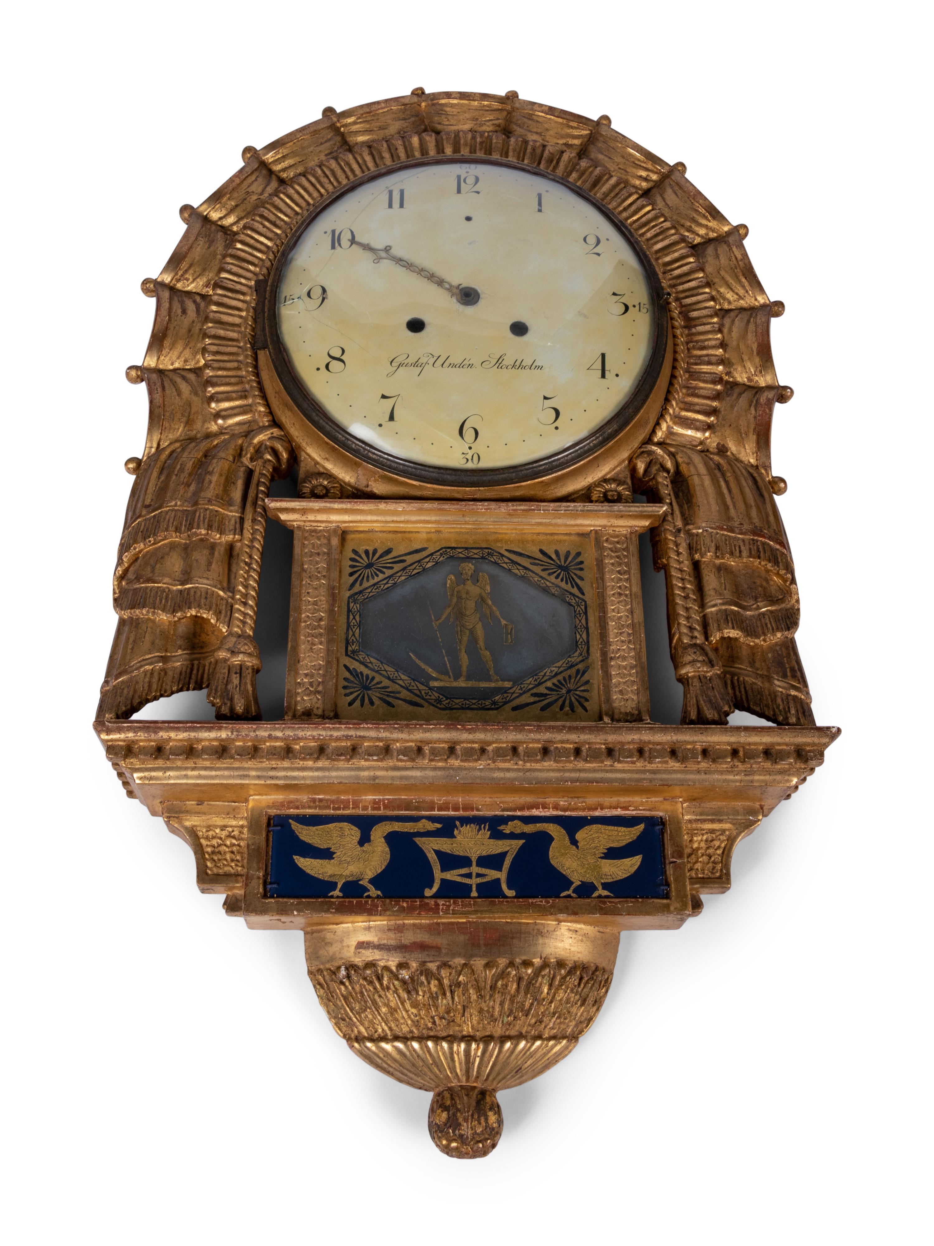 A Swedish Giltwood Wall Clock