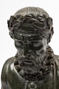 A Continental Carved Green Marble Bust