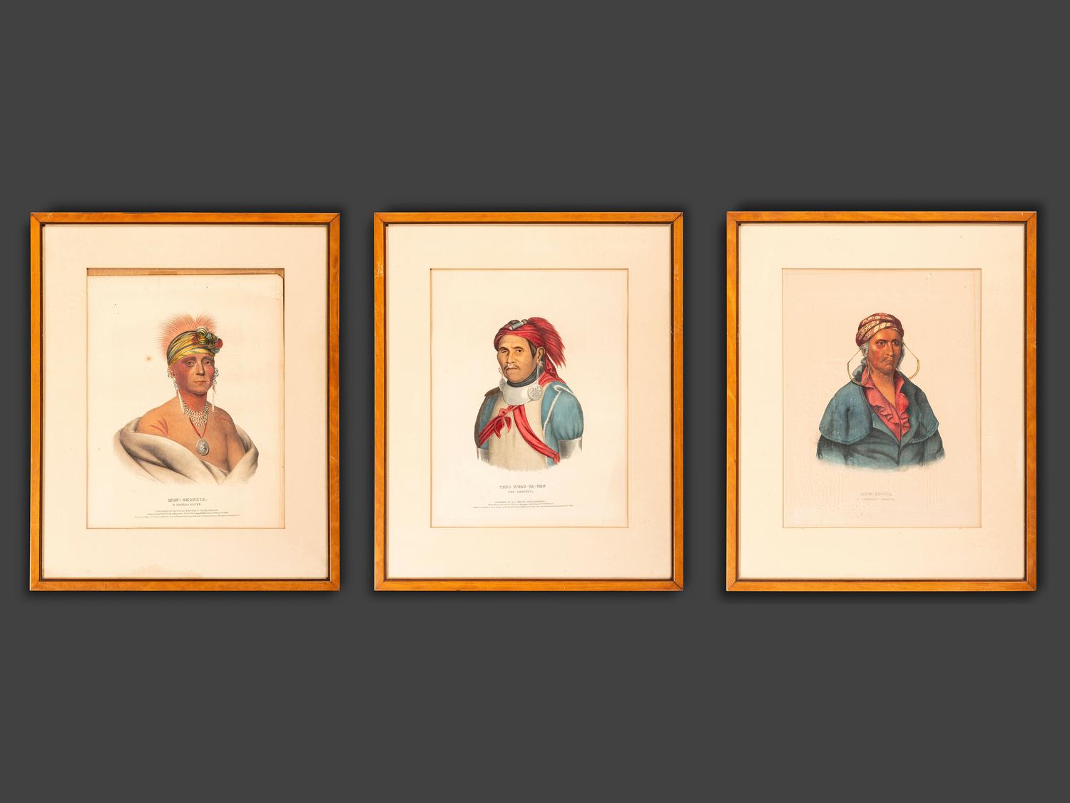 Three Hand-Colored Lithographs by McKenney and Hall