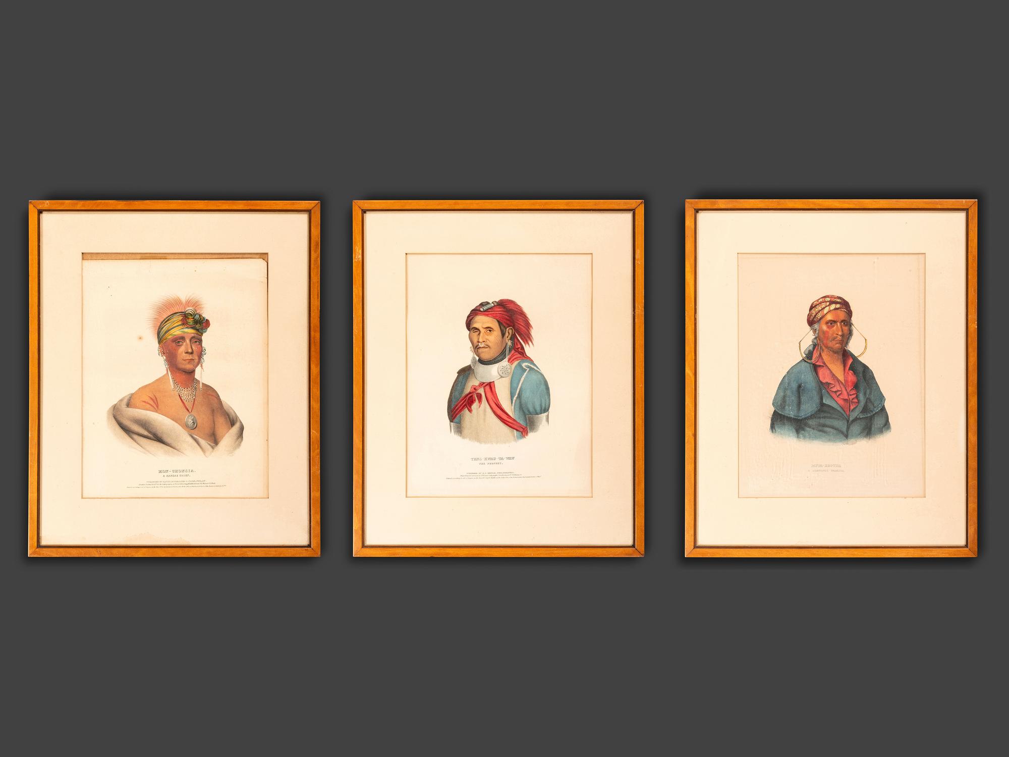 Three Hand-Colored Lithographs by McKenney and Hall