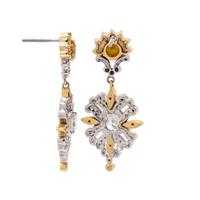YELLOW DIAMOND AND DIAMOND EARRINGS