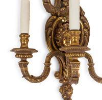 A Pair of Neoclassical Gilt Metal Five-Light Sconces