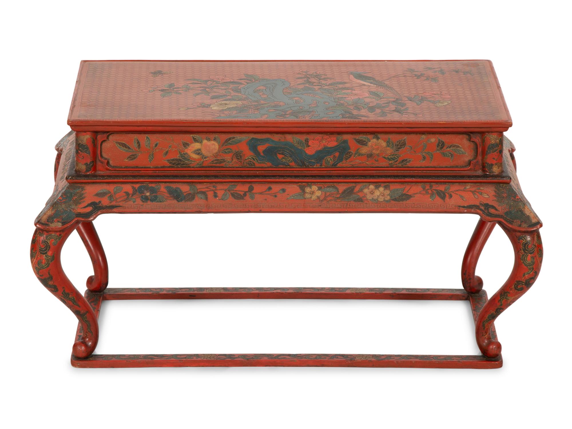 A Chinese Red Lacquer Low Table