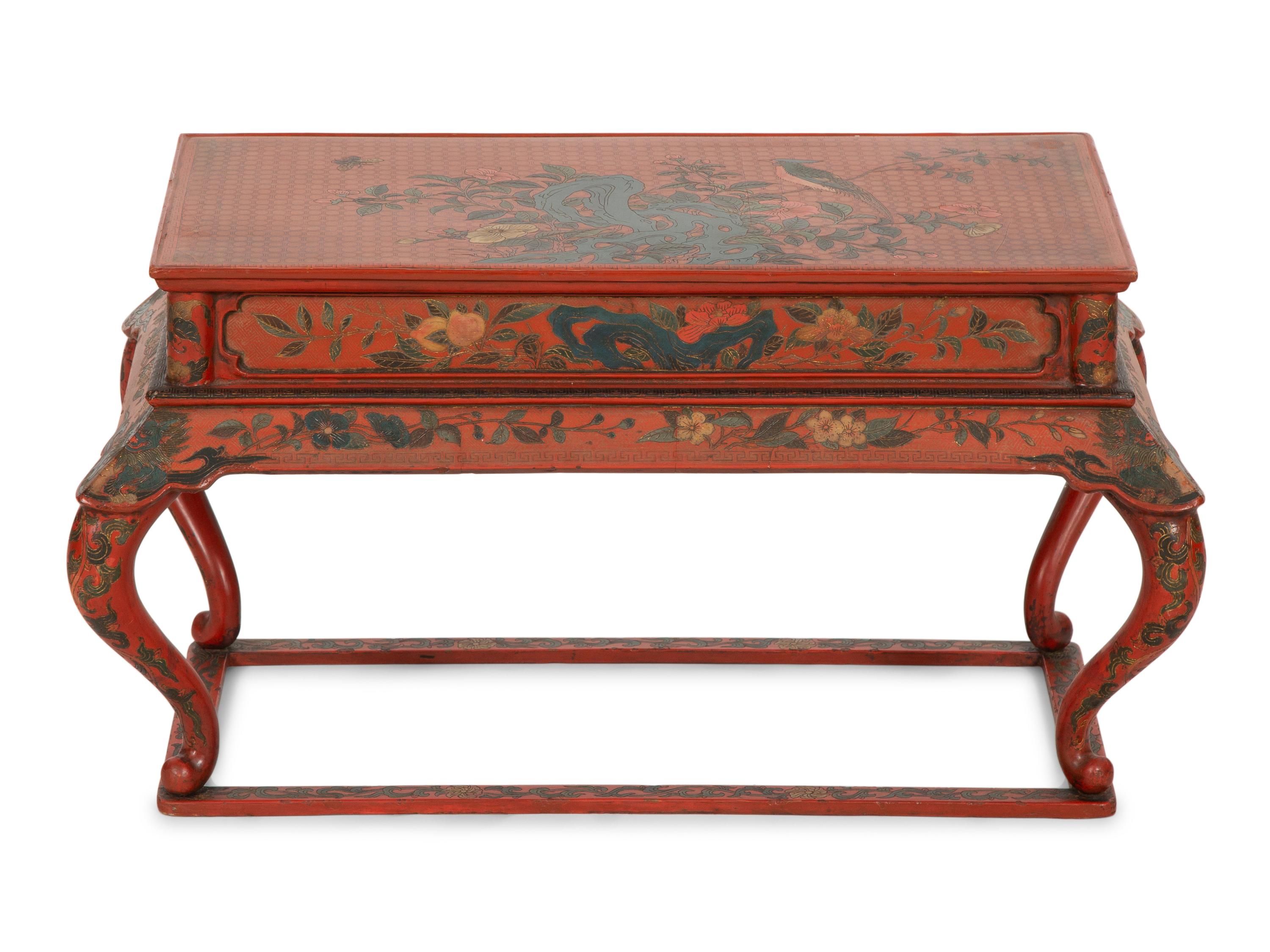 A Chinese Red Lacquer Low Table