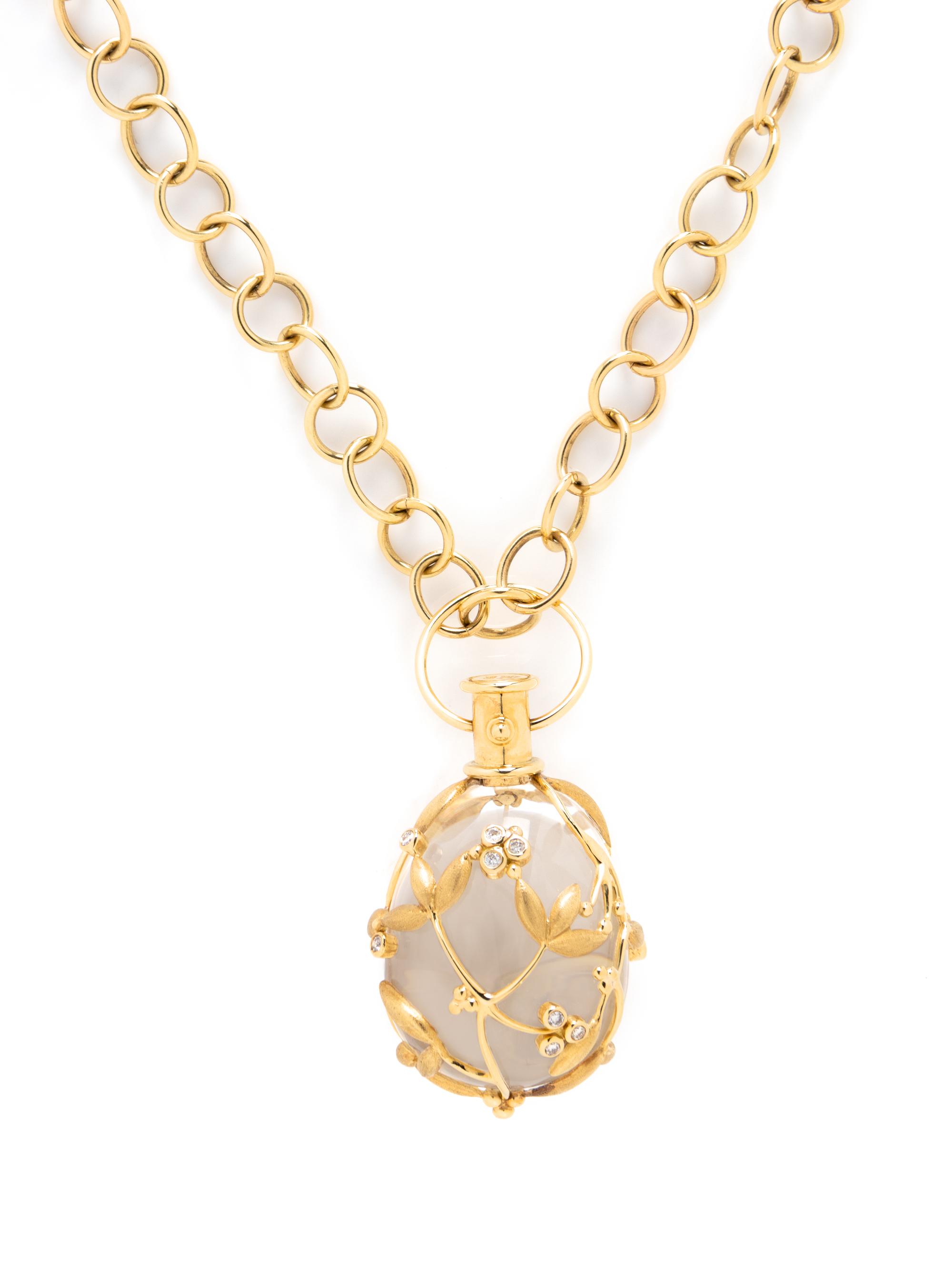TEMPLE ST. CLAIR, YELLOW GOLD, ROCK CRYSTAL, AND DIAMOND 'LARGE VINE AMULET' AND 'ARNO' CHAIN