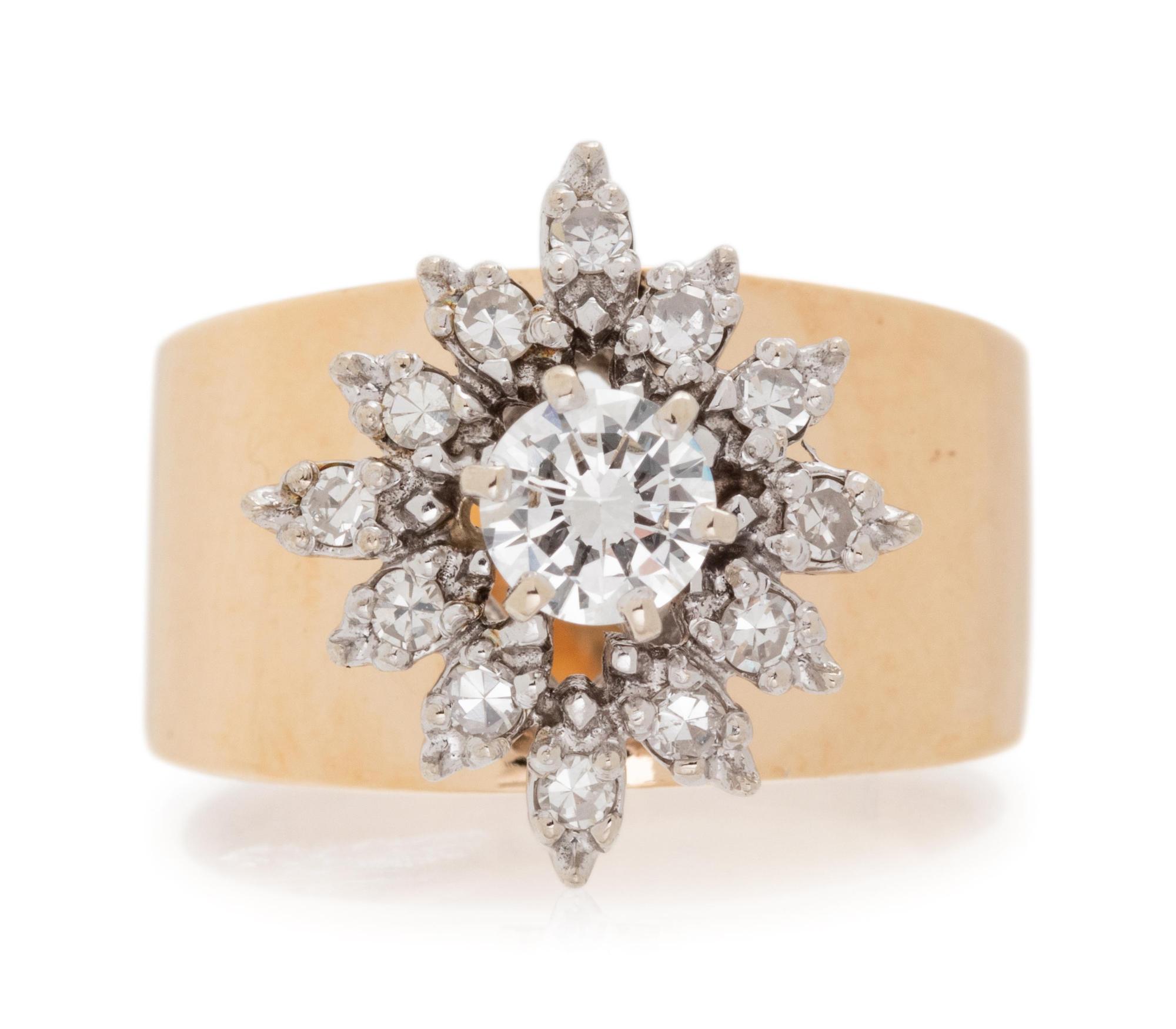 A 14 Karat Bicolor Gold and Diamond Ring,