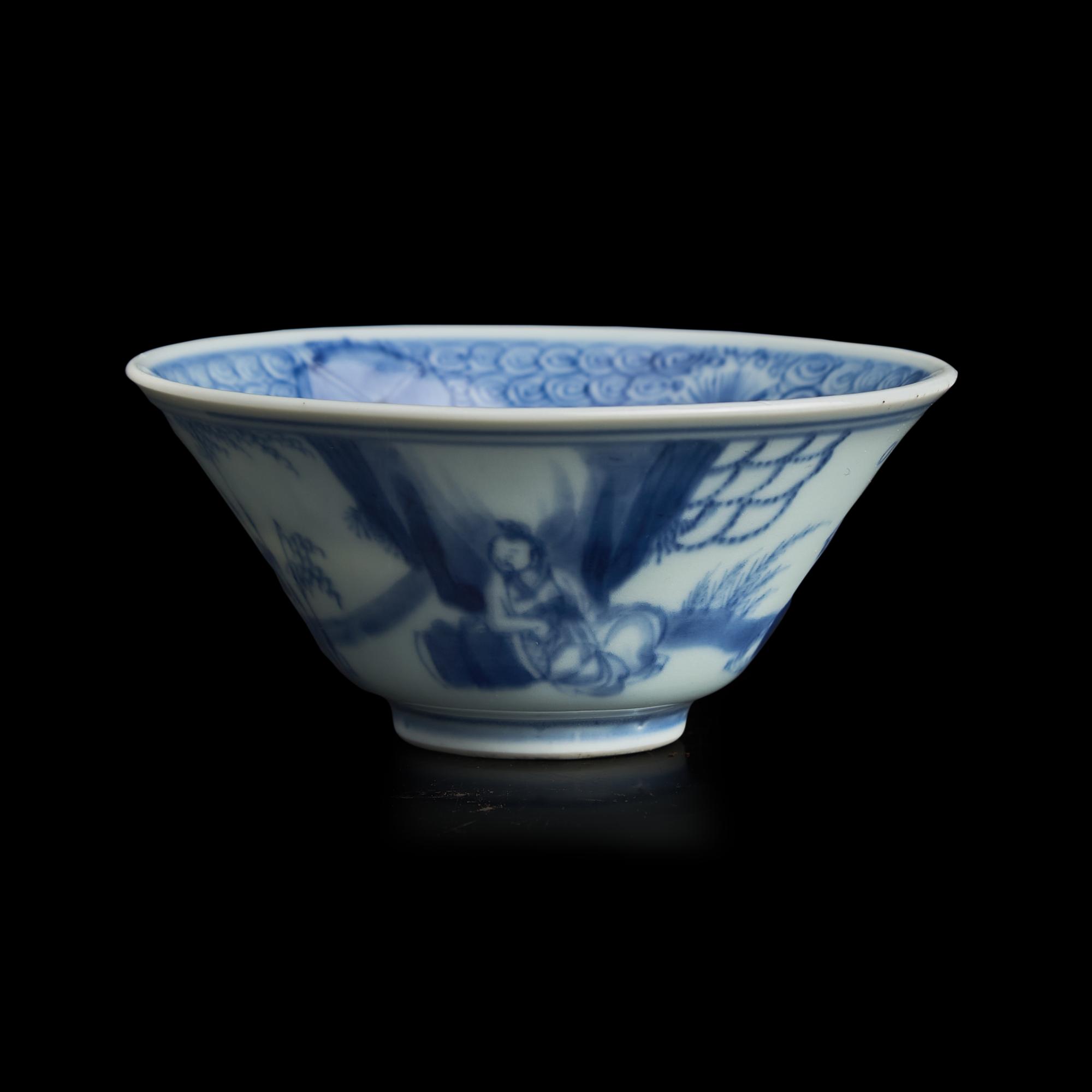 A Chinese Blue and White Conical Cup, Probably Kangxi Period 或康熙 青花茶盌
