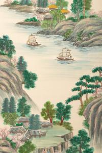 A Korean Four-Paneled Embroidered Silk Screen