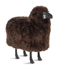 A Polished Cast Metal and Wool Model of a Sheep