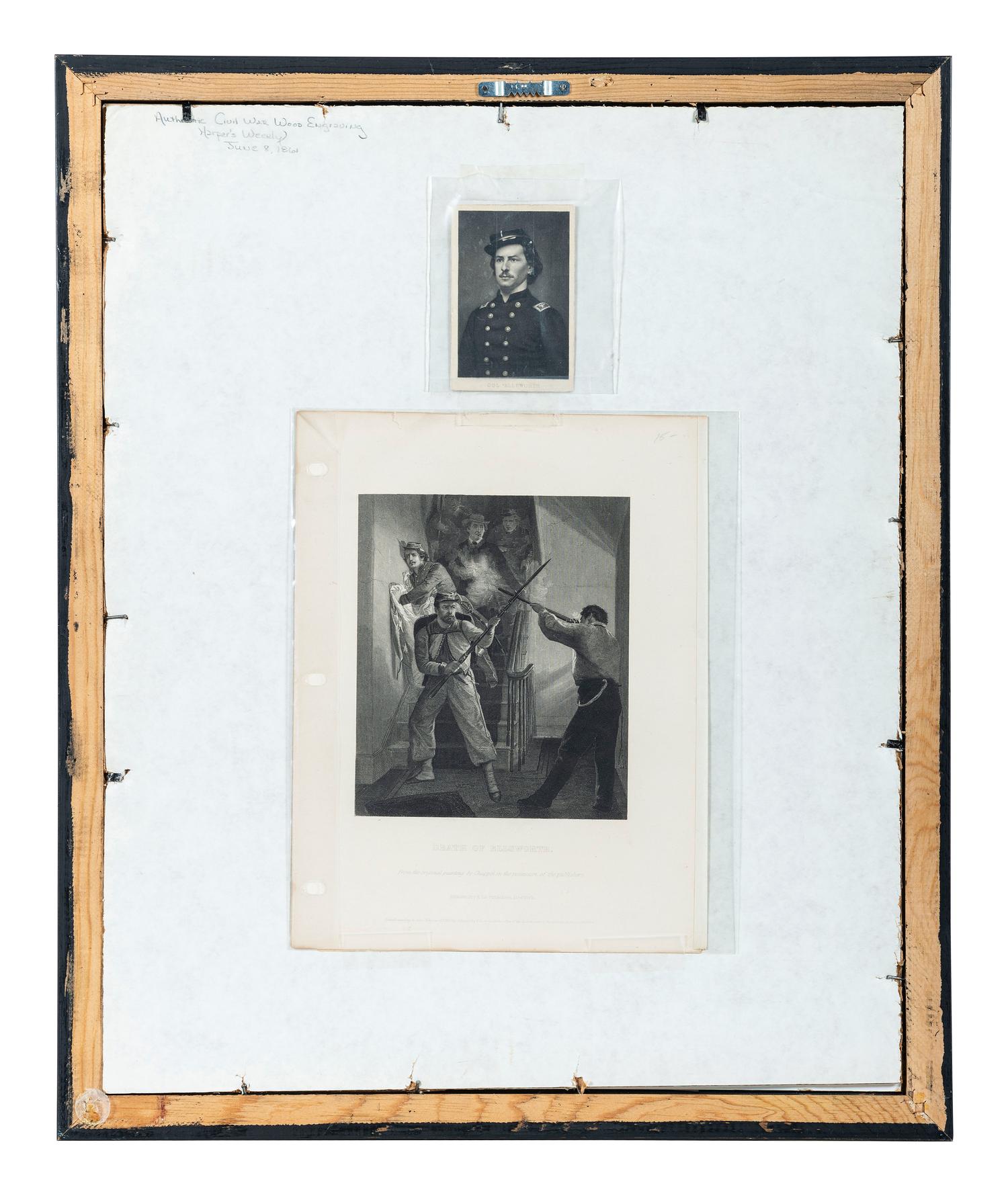 [CIVIL WAR]. A collection of items involving Colonel Elmer Ellsworth and Sergeant Francis Brownell, incl. prints, photographs, and other memorabilia.