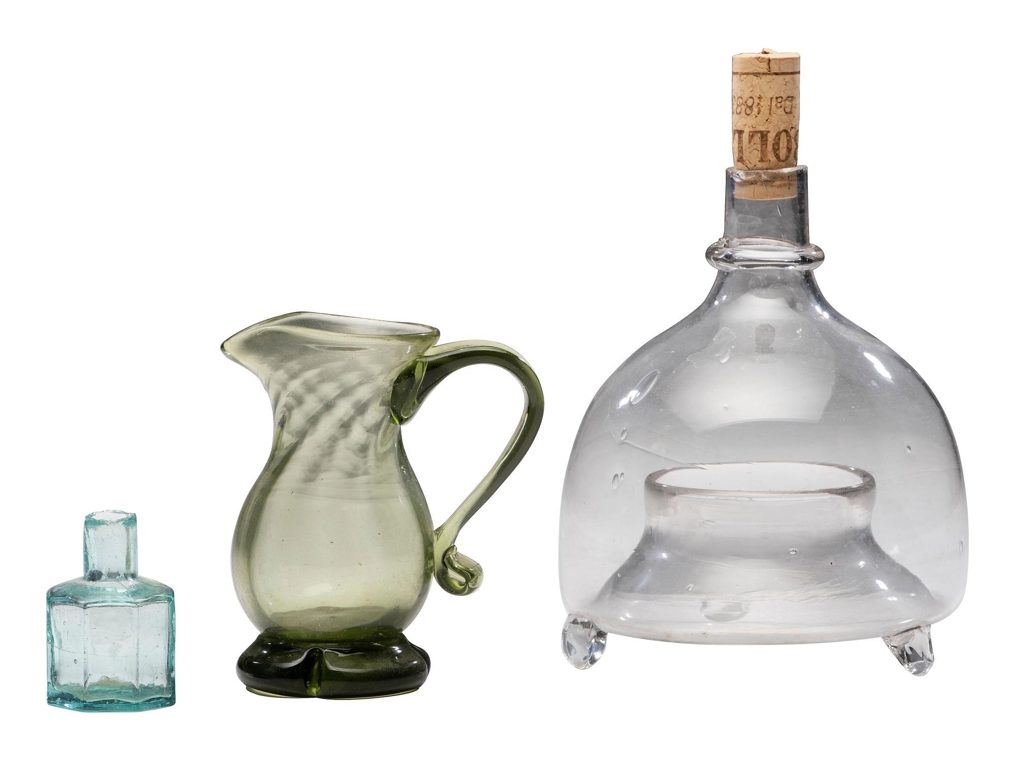 [AMERICANA]. A trio of glass vessels, comprising:
