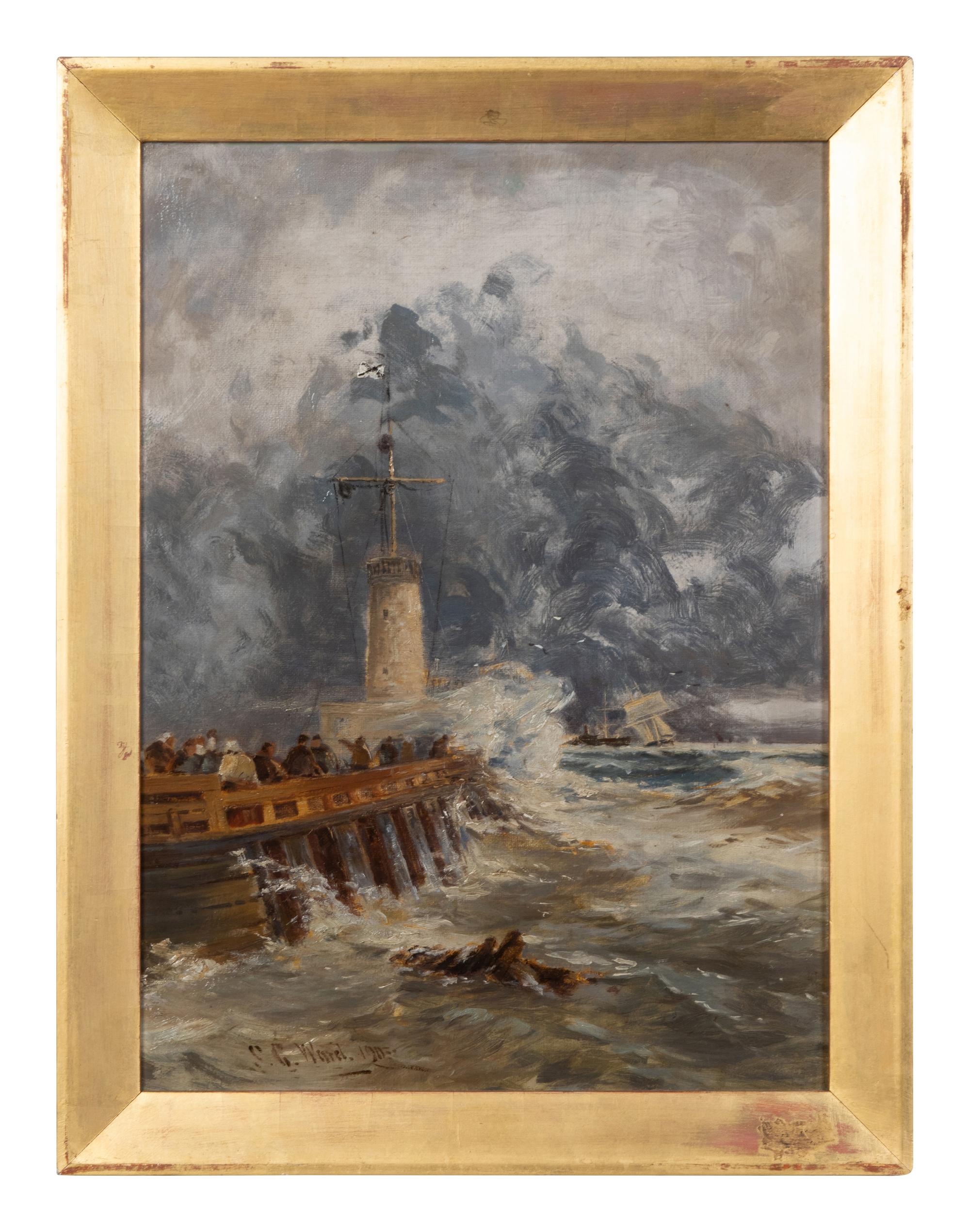 S.G. Warel Boats at Sea oil on canvas