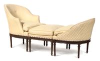 A Three Piece Upholstered Chaise Height 32 1/2 x length 75 1/2 x width 25 inches. — 20TH CENTURY