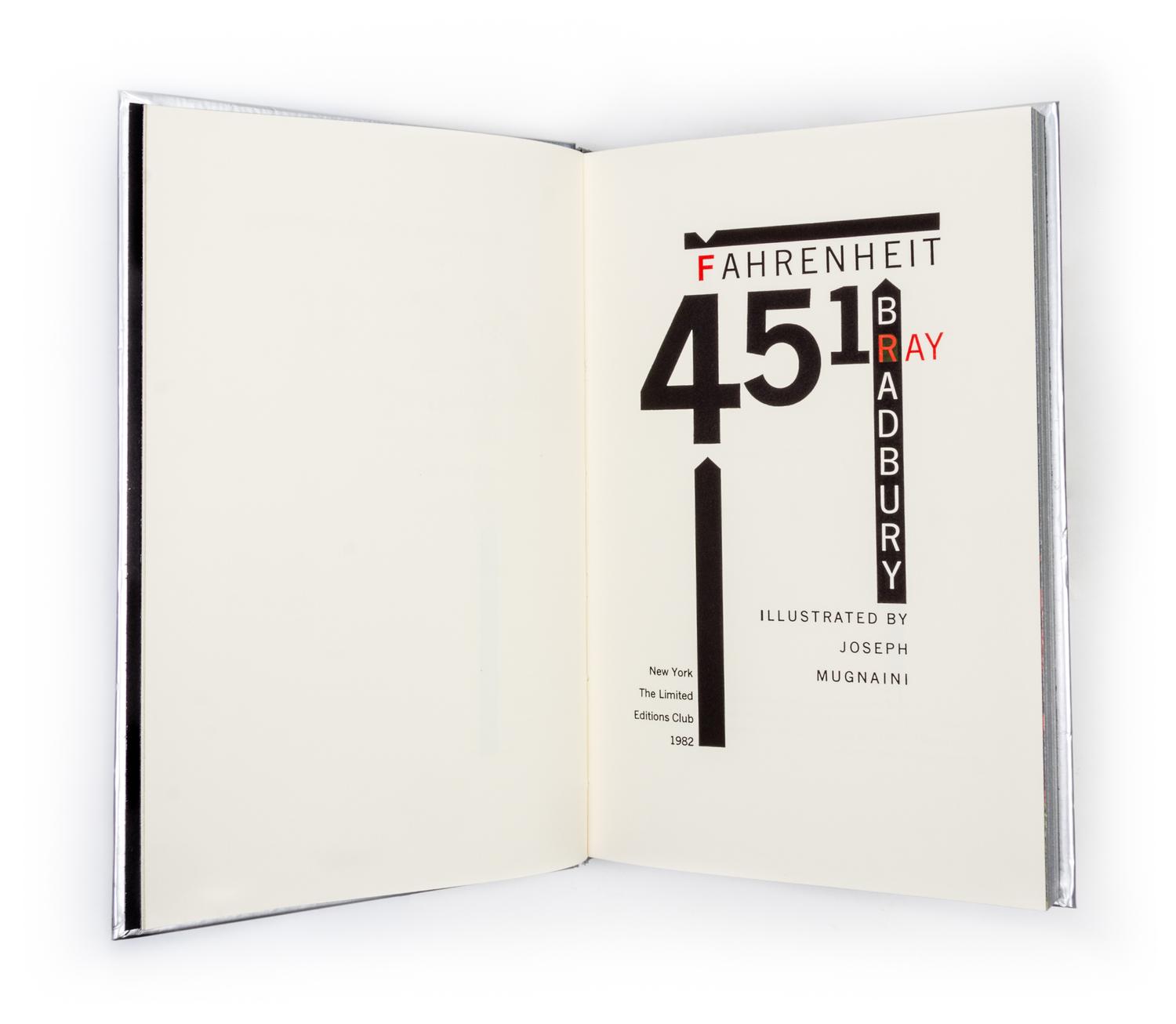 (LEC; MUGNAINI, JOSEPH) BRADBURY, RAY. Fahrenheit 451. Limited Editions Club, 1982. Limited. Signed by both author and illustrator.