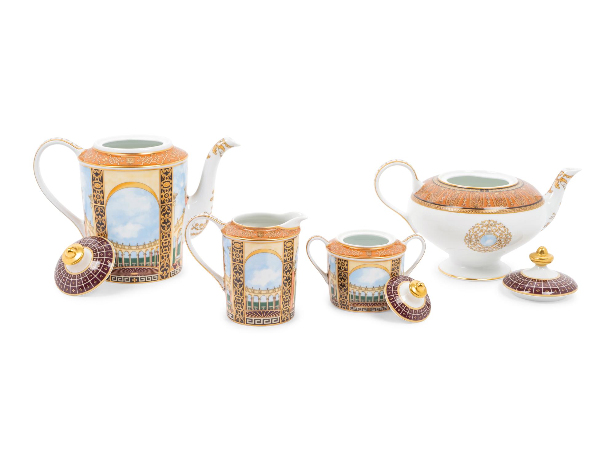 A Bernardaud Limoges Grand Versailles Porcelain Four-Piece Tea Service
