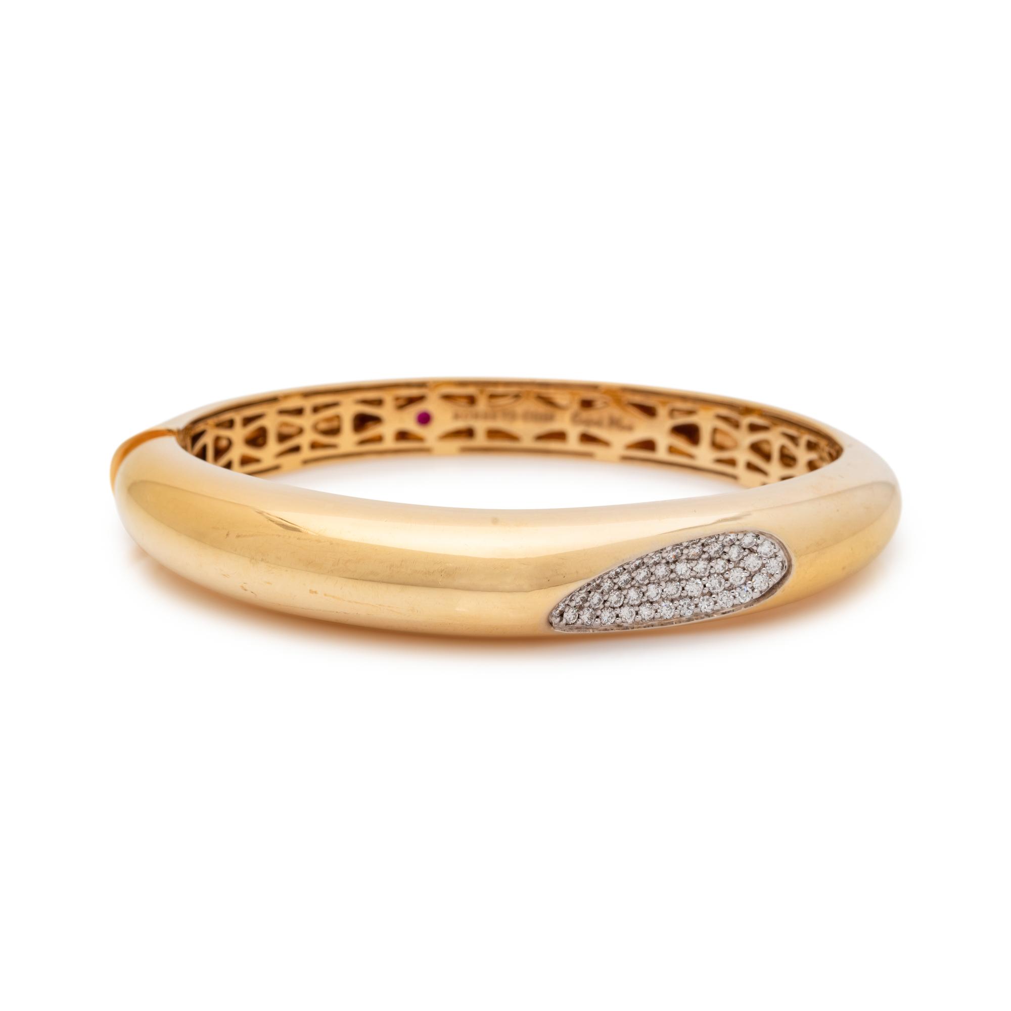 ROBERTO COIN, YELLOW GOLD AND DIAMOND 'CAPRI PLUS' BANGLE BRACELET