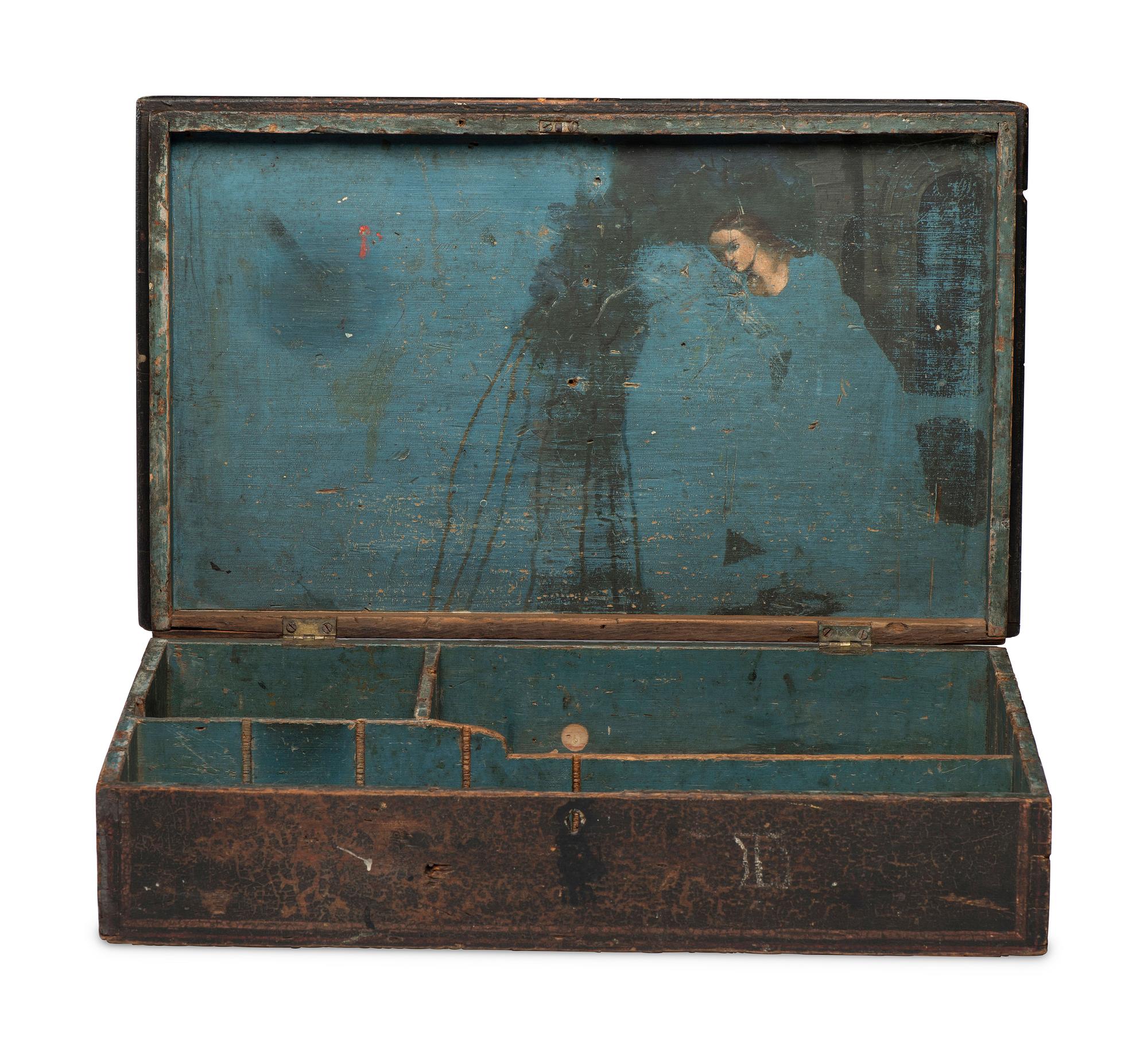 A Painted Pine Document Box
