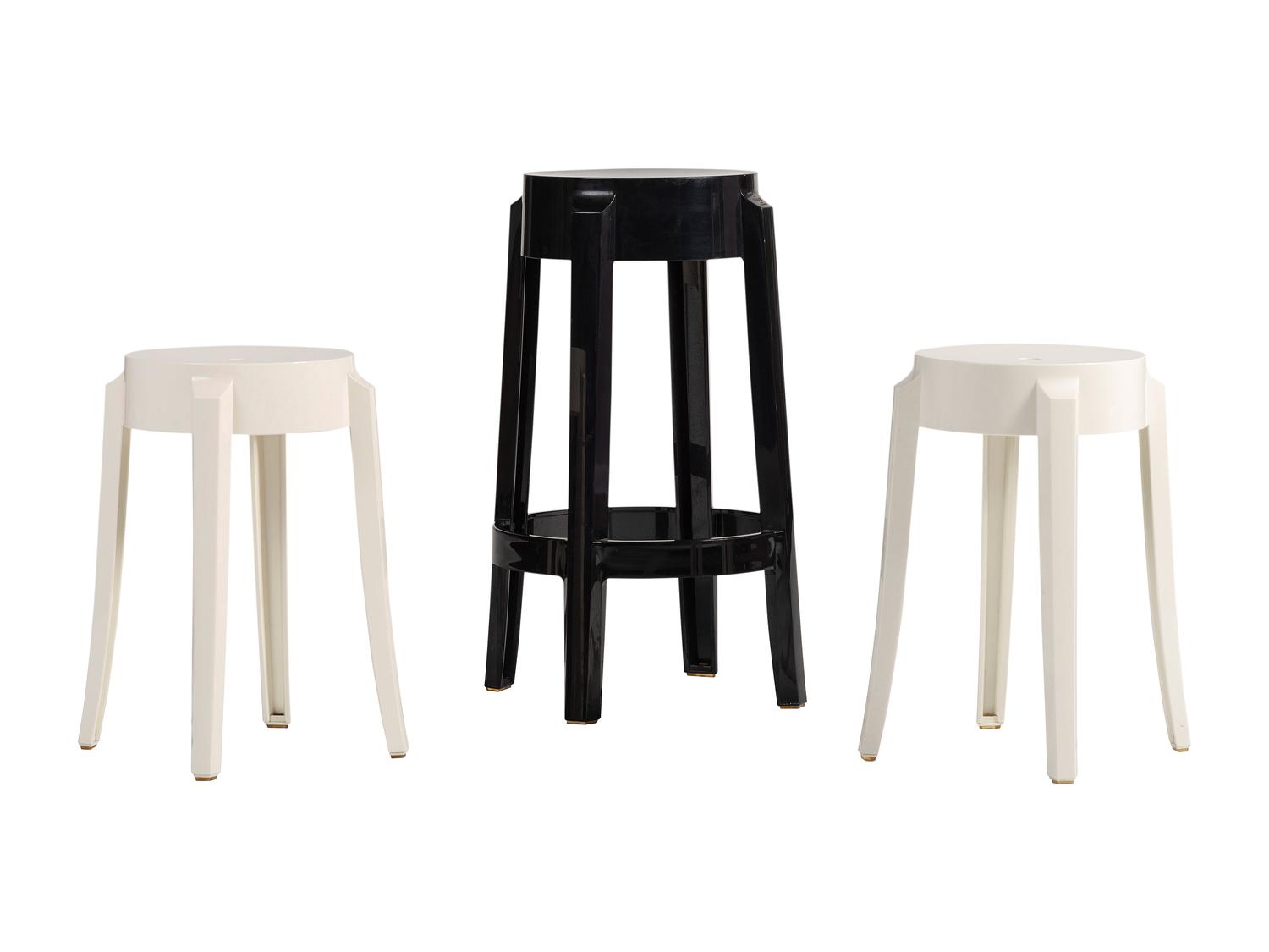Three Kartell 'Charles Ghost' Plastic Stools