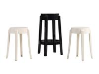 Three Kartell 'Charles Ghost' Plastic Stools