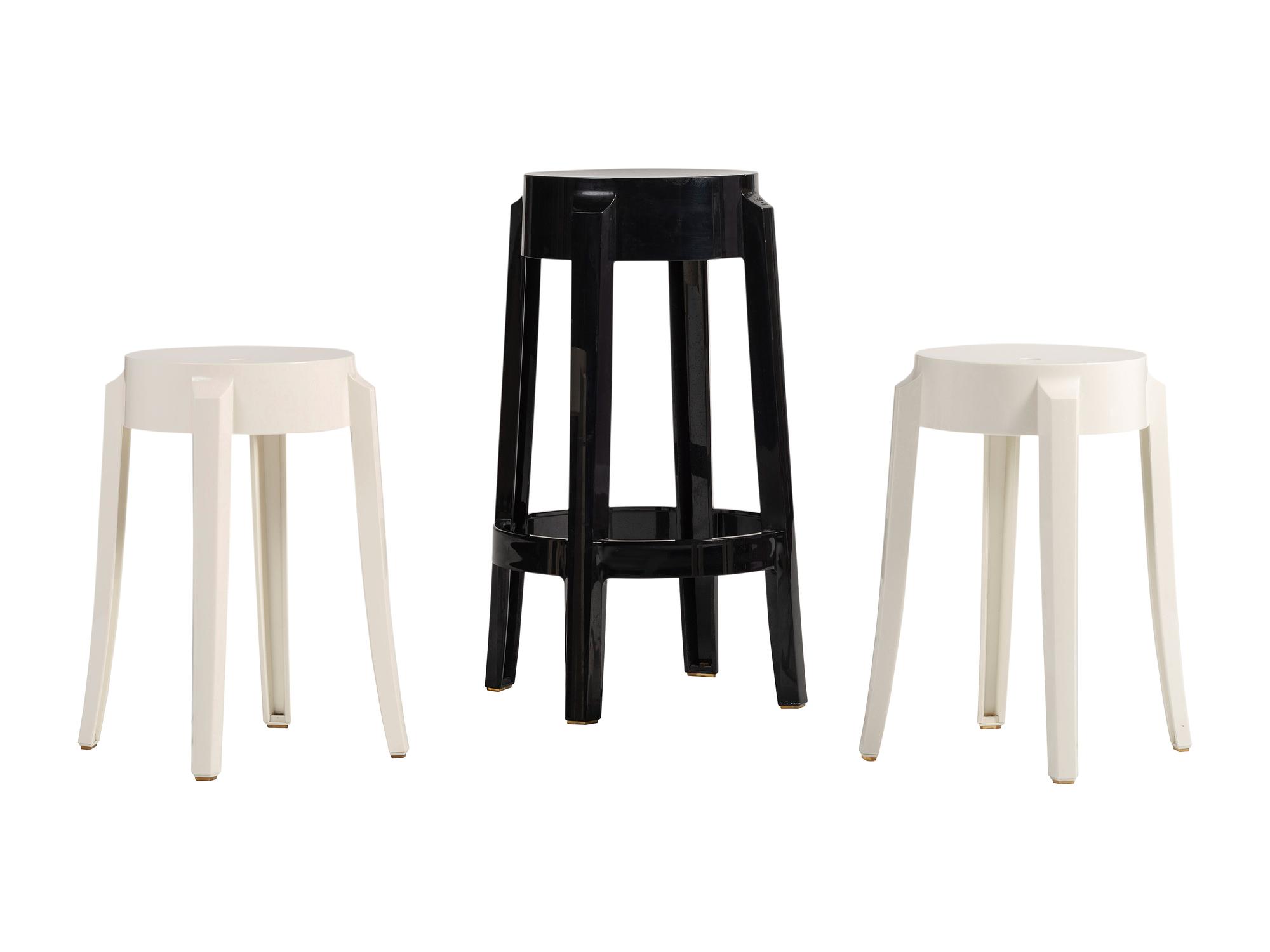 Three Kartell 'Charles Ghost' Plastic Stools