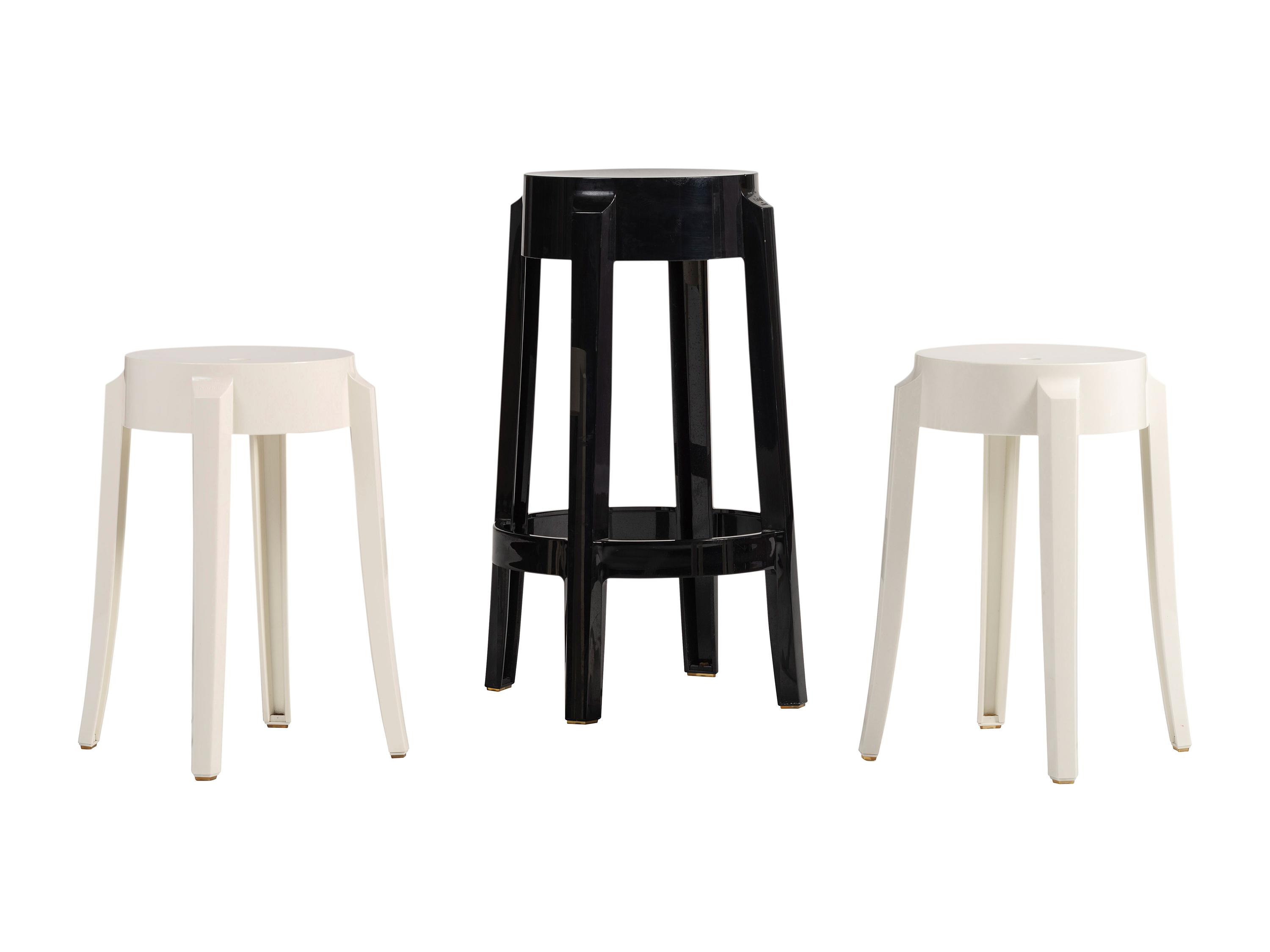 Three Kartell 'Charles Ghost' Plastic Stools