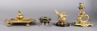 A Collection of Four Classical Style Bronze Articles, Height of first 8 inches.