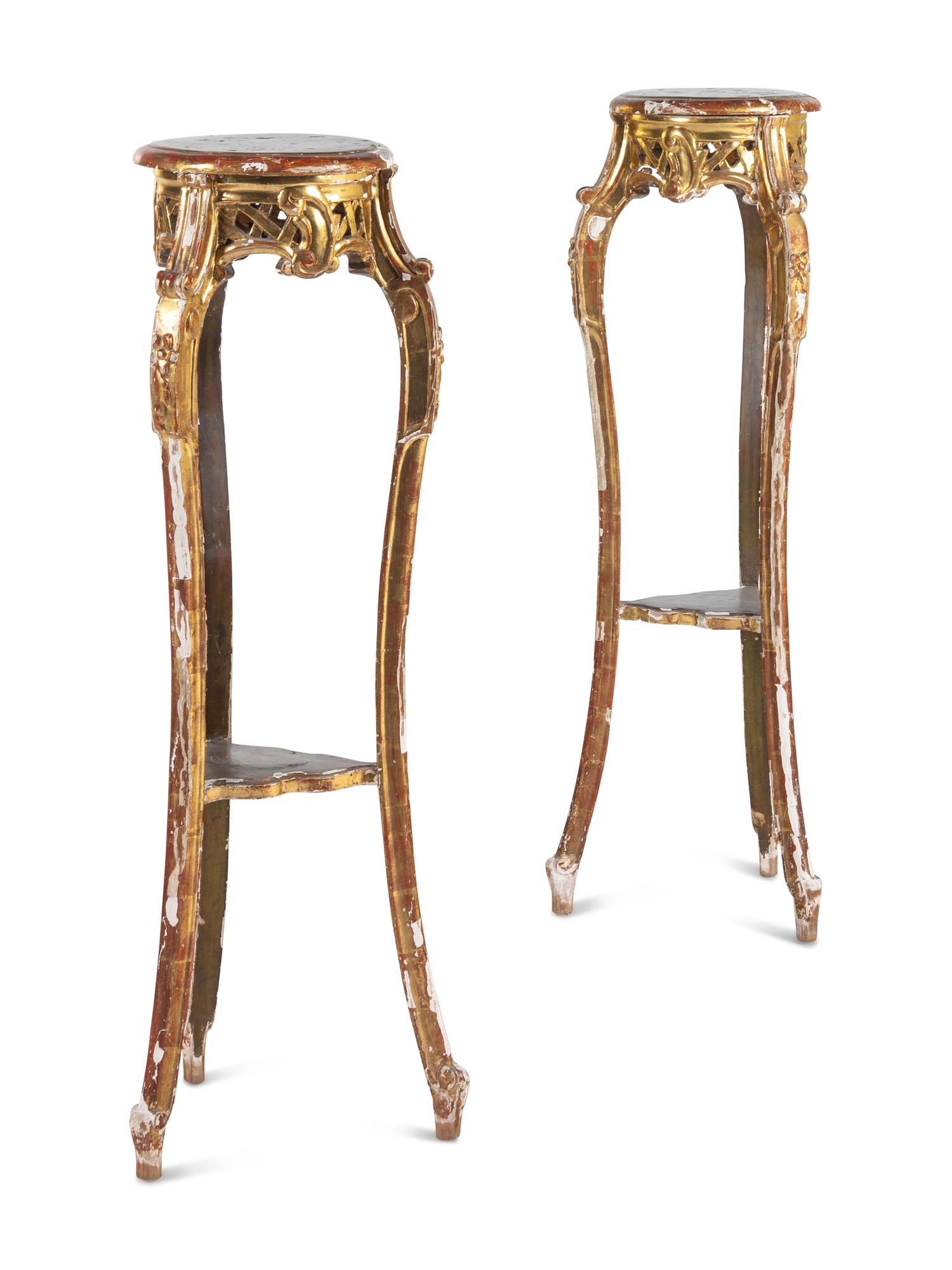A Pair of Continental Giltwood Pedestals