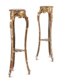 A Pair of Continental Giltwood Pedestals