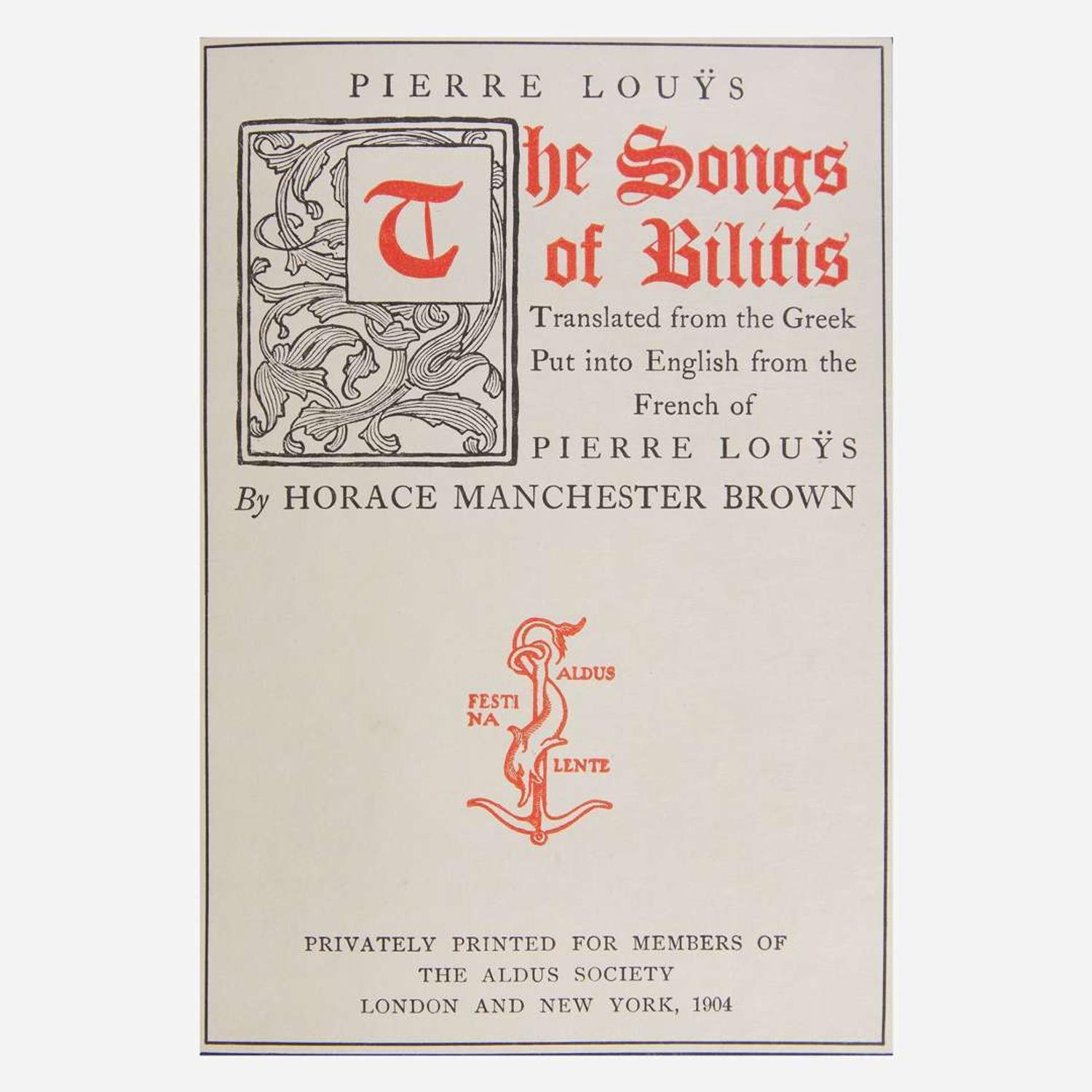 [Fine Bindings] [Bennett] Louys, Pierre The Songs of Bilitis