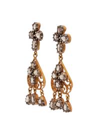 SILVER TOPPED GOLD AND DIAMOND DROP EARRINGS